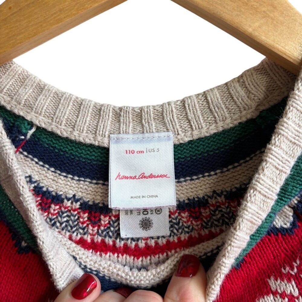 Hanna Andersson Fair Isle Sweater Dress Size 5 (110 cm) - Picture 4 of 6